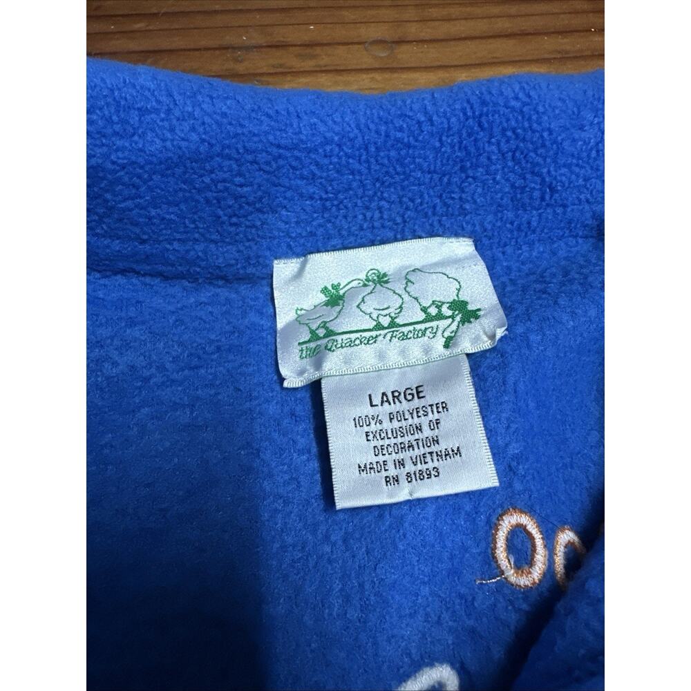 Quacker Factory Halloween Blue Ghost Fleece Top Jacket Shirt Embellished L - Picture 10 of 10